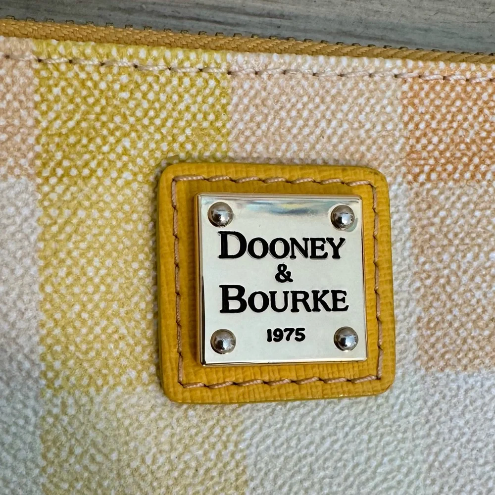 Dooney and Bourke Quadretto Yellow Plaid Kirby Small Carrington Wristlet - NEW - Picture 3 of 9